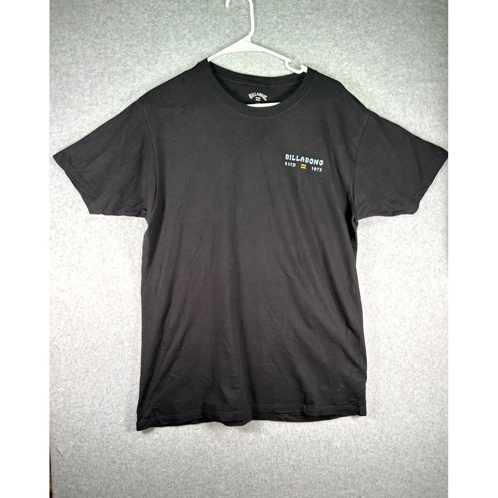 Billabong T Shirt Mens Large Black Spellout Graphic Cotton Crew Neck Summer Wear